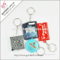 Promotion brand plastic mini led flashlight key ring reflective PVC LED keychains